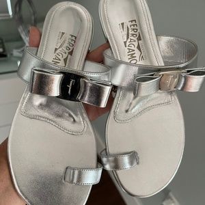 Salvatore Ferragamo Silver Sandals
